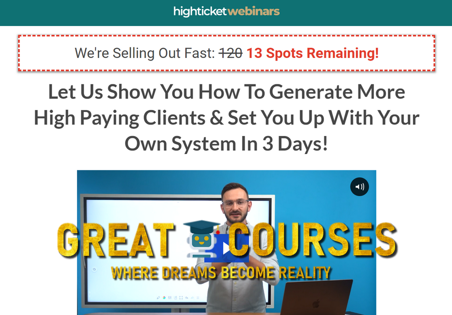 High Ticket Webinars Bootcamp By Jon Penberthy - Free Download Course AdClients