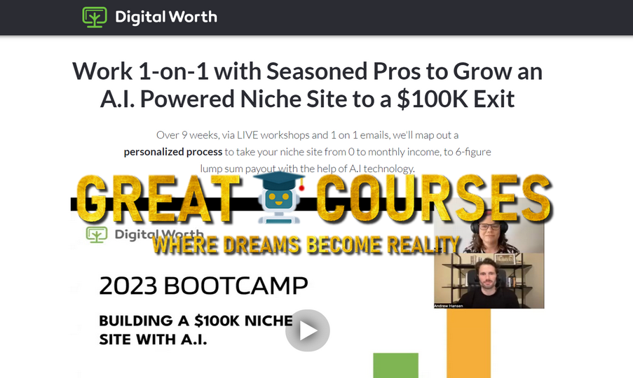 Digital Worth AI Niche Site Bootcamp - Andrew Hansen & Sara Young - Free Download