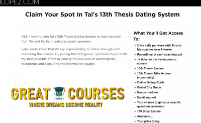 13th Thesis Dating System By Tai Lopez - Free Download Course