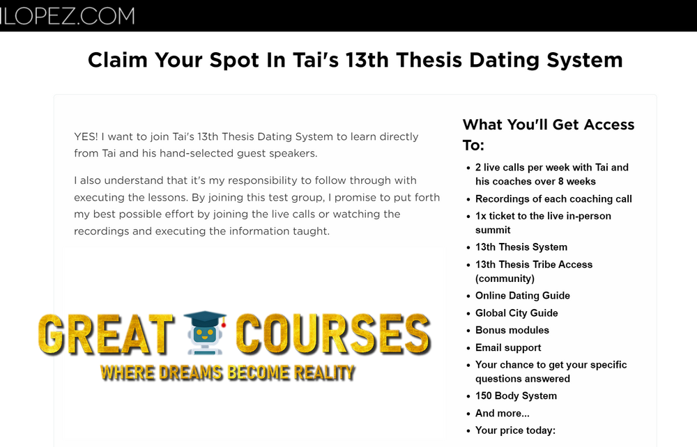 13th Thesis Dating System By Tai Lopez - Free Download Course