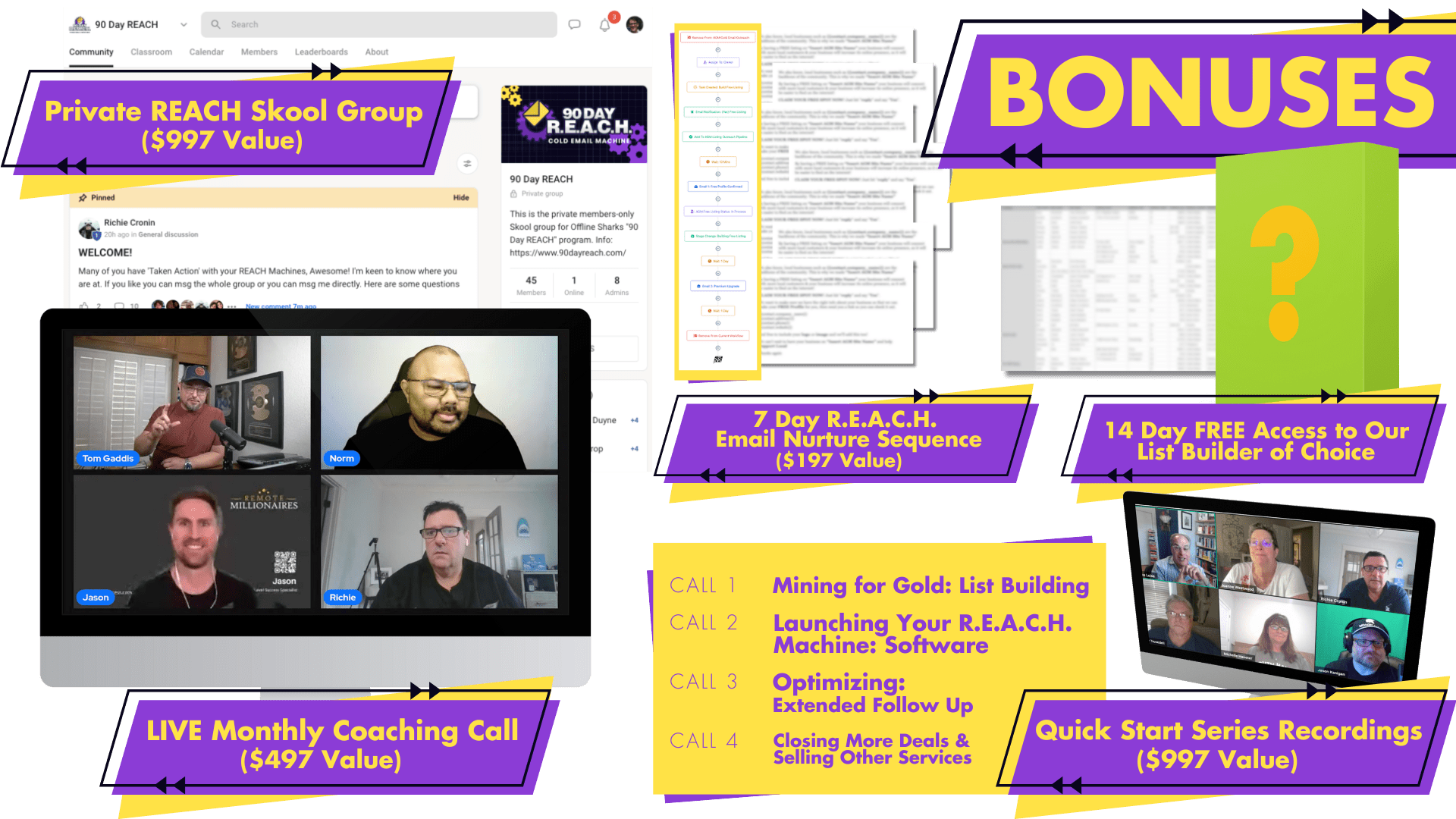 90 Day R.E.A.C.H Cold Email Machine By Offline Sharks - Nick Ponte & Tom Gaddis - Free Download Course