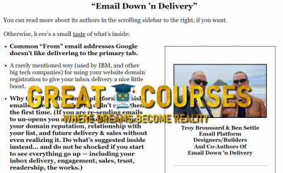 Email Down ’n Delivery By Troy Broussard & Ben Settle - Free Download Course + PDF Transcripts