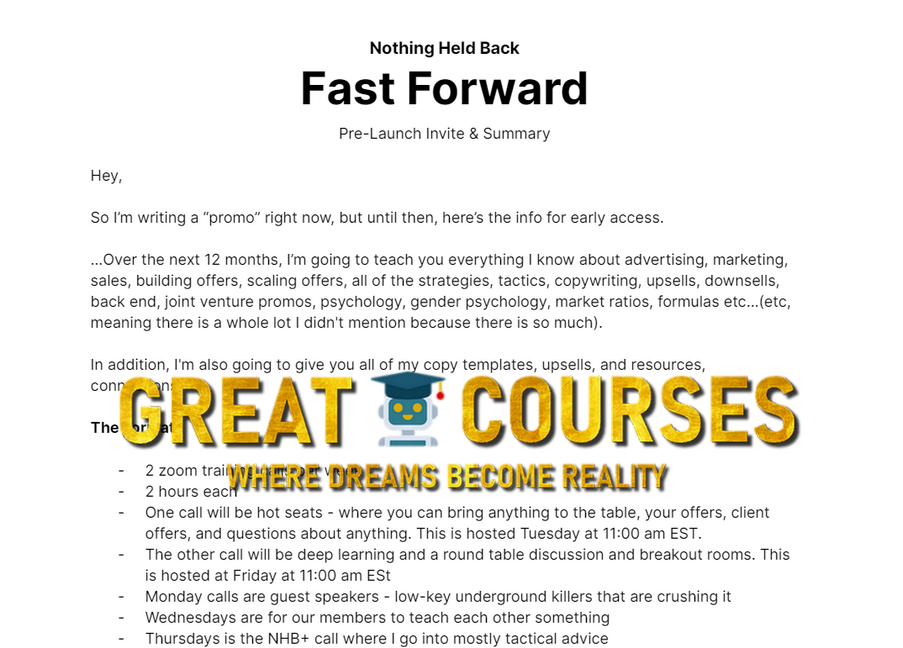 NHB Fast Forward Mastermind By Alen Sultanic - Free Download Course - Nothing Held Back NHB+