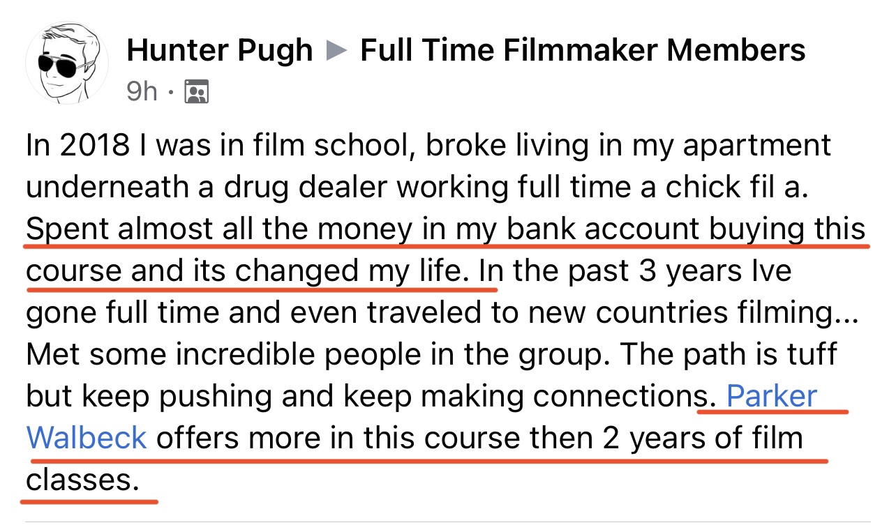 Full Time Filmmaker Premium By Parker Walbeck - Free Download Course