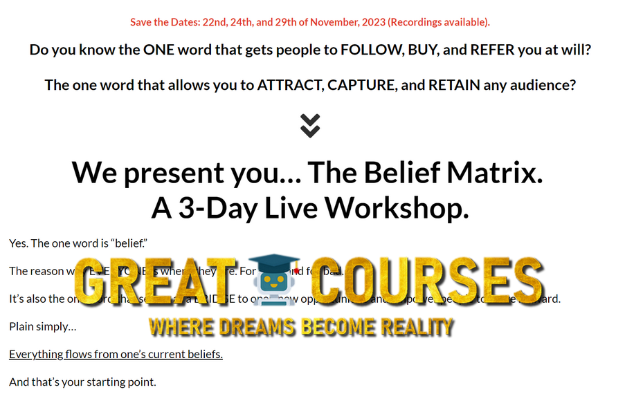The Belief Matrix Workshop By George Ten - Free Download Course