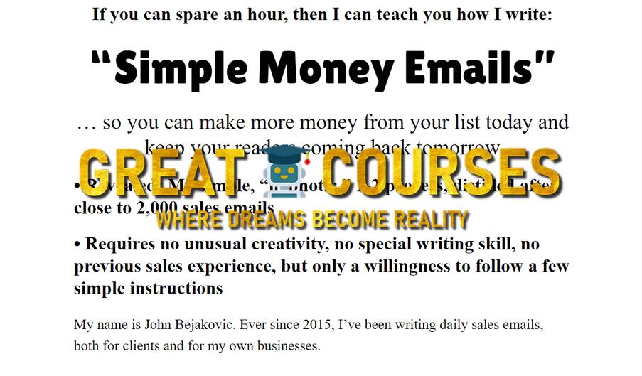 Simple Money Emails By John Bejakovic - Free Download Course Training & Swipes SME