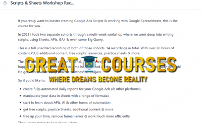 Scripts & Sheets Workshop Recordings By Mike Rhodes - Free Download Unedited Google Ad Scripts And Automation