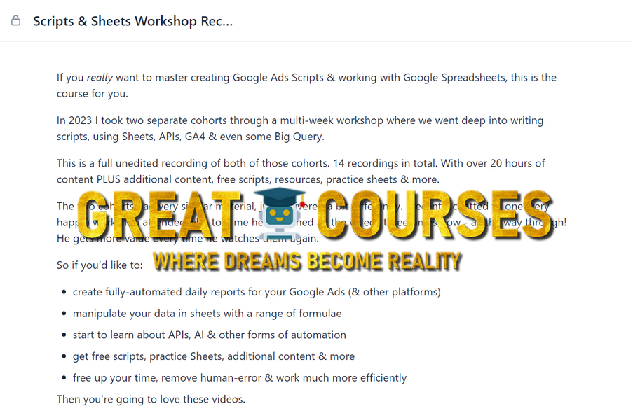 Scripts & Sheets Workshop Recordings By Mike Rhodes - Free Download Unedited Google Ad Scripts And Automation