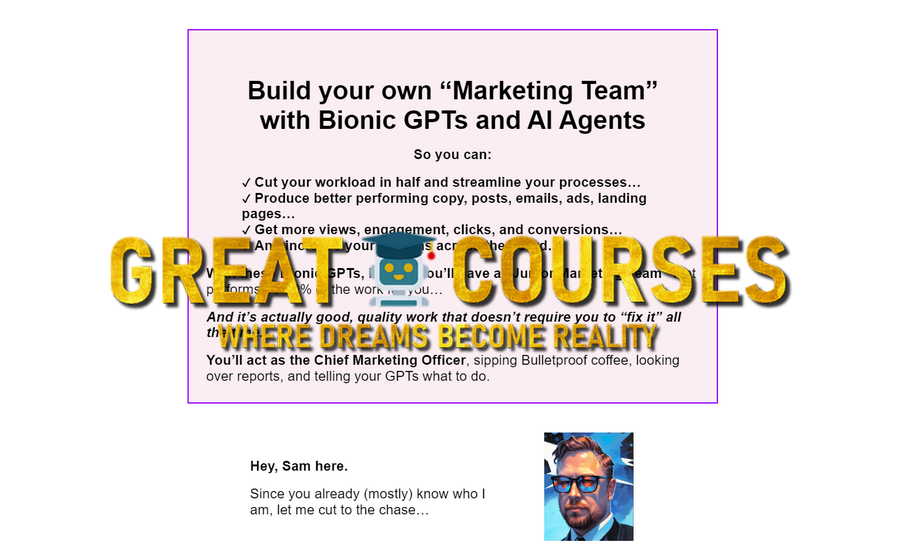 Bionic Labs By Sam Woods - Free Download AI Course - Bionic GPTs And AI Agents + Advanced Automations - Full Stack AI Marketing Team Package Bionic Labs By Sam Woods - Free Download AI Course - Bionic GPTs And AI Agents + Advanced Automations - Full Stack AI Marketing Team Package