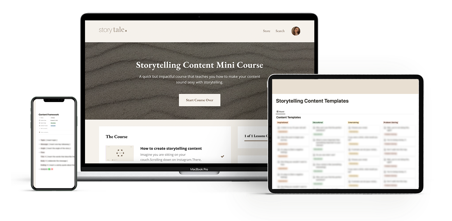 Storytelling Mini Marketing Course + BingeAble Carousel Templates Bundle By HelloStoryTale - Free Download