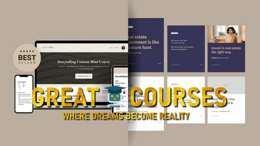 Storytelling Mini Marketing Course + BingeAble Carousel Templates Bundle By HelloStoryTale - Free Download
