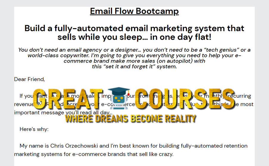 Email Flow Bootcamp By Chris Orzechowski - Free Download Course