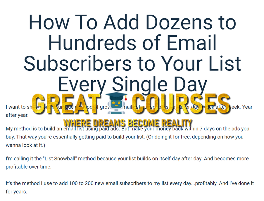 List Snowball - Follow Along Training Option By Ian Stanley - Free Download Course