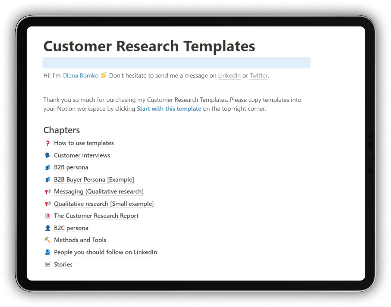 Customer Research Templates By Olena Bomko - Free Download