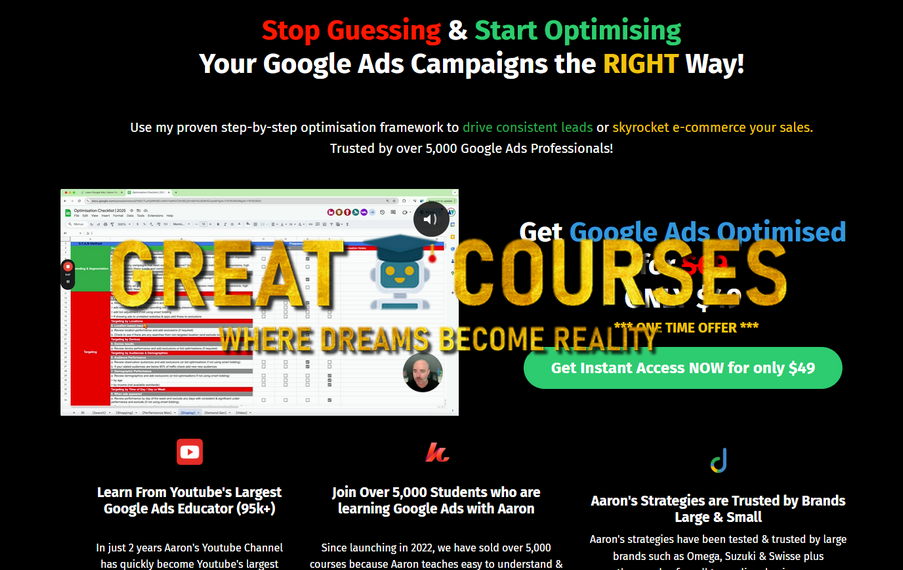 Google Ads Optimised By Aaron Young - Free Download Course - Define Digital Academy