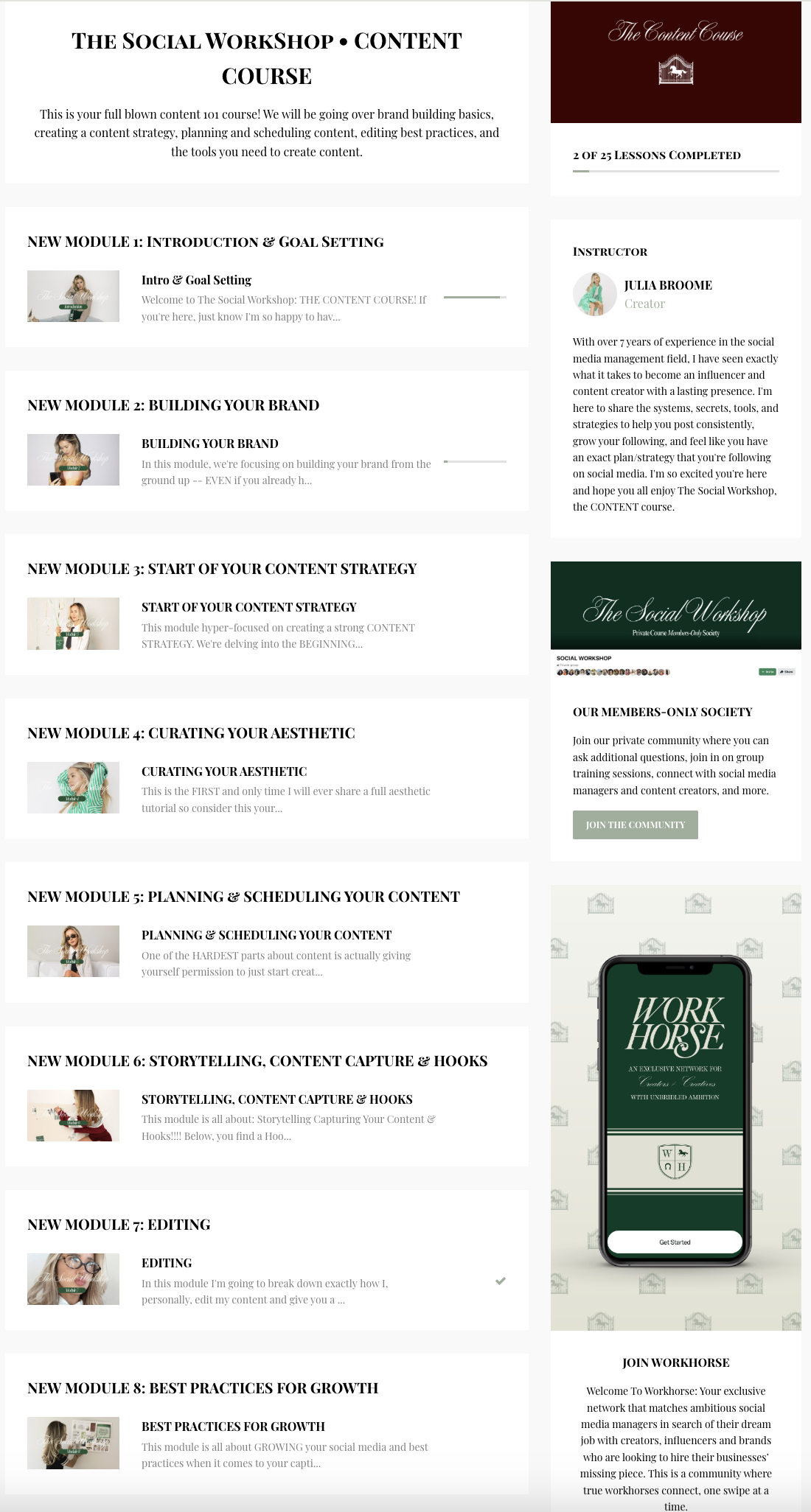 The Content Course By Julia Broome - Free Download Course - The Social Workshop - Content Creator Course
