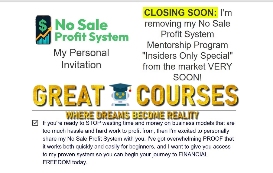 The No Sale Profit System By Chris Reader - Free Download Course