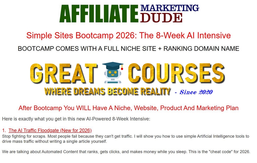 Simple Sites Bootcamp 3.0 By Affiliate Marketing Dude - Marcus Campbell - Free Download Course - Simple Sites Bootcamp 2026 - The 8-Week AI Intensive Simple Sites Bootcamp 3.0 By Affiliate Marketing Dude - Marcus Campbell - Free Download Course - Simple Sites Bootcamp 2026 - The 8-Week AI Intensive