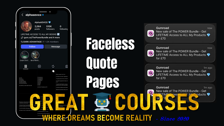 Faceless Quote Pages By Alpha - AlphaADVICE - Free Download Course